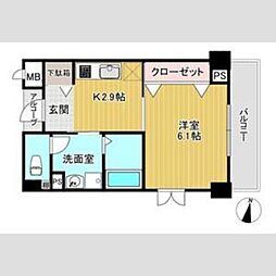 神戸市西神・山手線 県庁前駅 徒歩11分の賃貸マンション 4階1Kの間取り