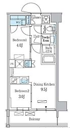 パークアクシス品川南大井パークフロント 3階2DKの間取り