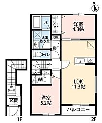 リーブルファイン松戸中和倉 2LDKの間取図画像