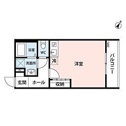 JR中央線 豊田駅 徒歩8分の賃貸アパート 3階ワンルームの間取り