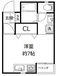 プライム ワンルームの間取図画像