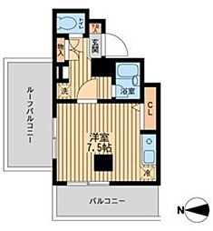 ドゥーエ西大島 1Kの間取図画像
