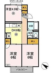 メゾン高槁B棟 3DKの間取図画像