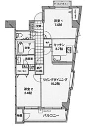 クール・ドゥ・サンセール 5階2LDKの間取り