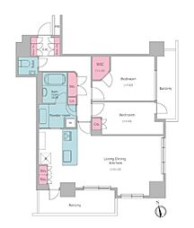 レジディアタワー目黒不動前 2LDKの間取図画像