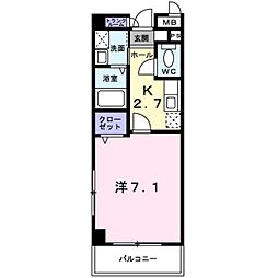 ディライト 1Kの間取図画像