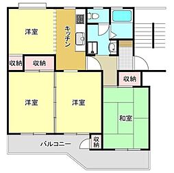 厚木毛利台ハイツ12号棟 4Kの間取図画像