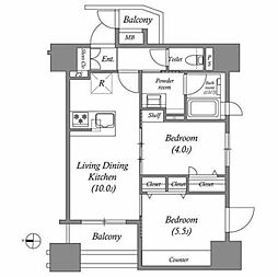 ACP Residence 中野新橋 2LDKの間取図画像