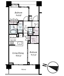 ライオンズ立川グランフォート 2LDKの間取図画像