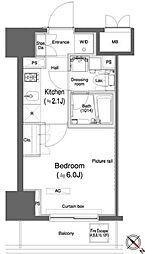 カスタリア大森II 11階1Kの間取り