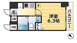 エステムプラザ神戸三宮ルクシア 1Kの間取図画像