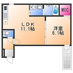 フジパレス羽衣II番館 1LDKの間取図画像