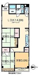 ハイ清澄 3LDKの間取図画像