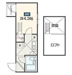 MELDIA浅草 2階1Kの間取り
