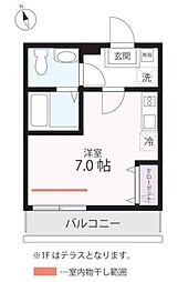 ハーミットクラブハウス 溝ノ口Ｄ号棟 3階ワンルームの間取り