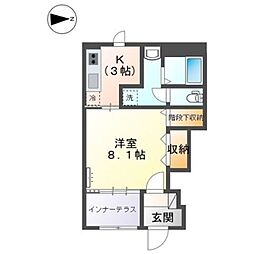 リヴィエール林 1Kの間取図画像