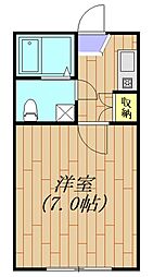 サンフラワー相原 1Kの間取図画像