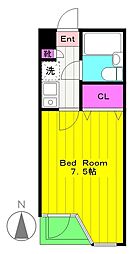 ビラージュ・ド・フルール本館 1Kの間取図画像