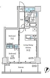 ロイヤルパークス赤羽ノース 4階2LDKの間取り