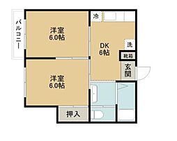 ハイツ西 2DKの間取図画像