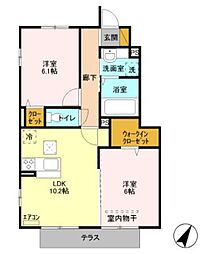 ベルクレスト2 2LDKの間取図画像