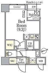 クレアティフ中野 3階ワンルームの間取り