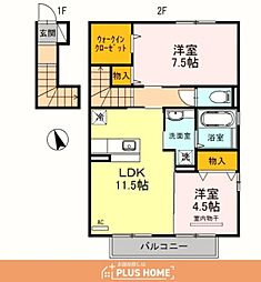 ヴィラ・ソフィア木ノ本 2LDKの間取図画像
