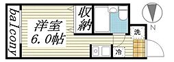 メゾンドフレシール ワンルームの間取図画像