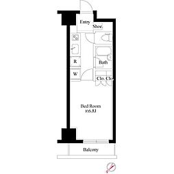グランスイート銀座レスティモナーク 7階1Kの間取り