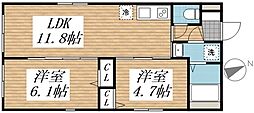creal高田馬場III 2LDKの間取図画像