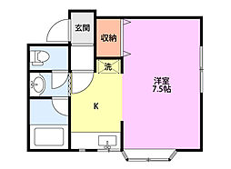 メゾンアルビレオ 1Kの間取図画像
