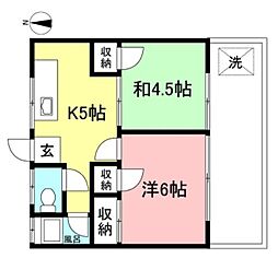 第1コーポ石井 2Kの間取図画像