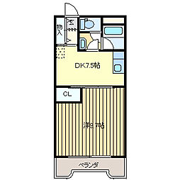 小山ガーデンプレイス壱番館 1DKの間取図画像