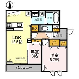 グリーンコート鷹合 2LDKの間取図画像