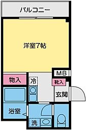 インペリアル富士 ワンルームの間取図画像