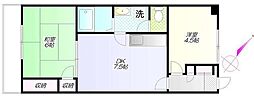三高サンプラザ 2DKの間取図画像