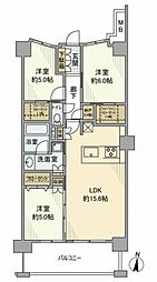 ヴェレーナシティ横浜根岸ザ・フロント 3LDKの間取図画像