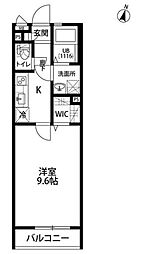 wisteria 1階1Kの間取り