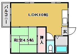 ロイヤルハイツ大津 1LDKの間取図画像