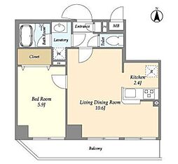 アルファコート下赤塚 5階1LDKの間取り