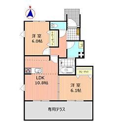 ティーゲルヒュース 2LDKの間取図画像