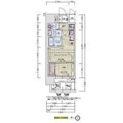プレリスNEO大阪十三エルヴィオン 1DKの間取図画像