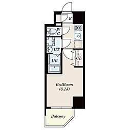 JR大阪環状線 弁天町駅 徒歩5分の賃貸マンション 9階1Kの間取り