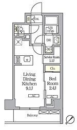 ラティエラ武蔵小山レジデンス 1SLDKの間取図画像