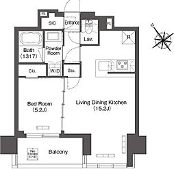 コンフォリア芝浦モク 5階1LDKの間取り