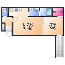 岸和田市下松町1丁目アパート 1LDKの間取図画像