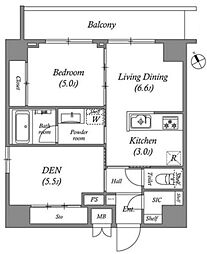 リビオメゾン入谷 10階1SLDKの間取り
