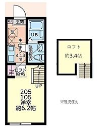 Palette Base神奈川工科大学前 1Kの間取図画像