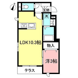 京王線 初台駅 徒歩7分の賃貸マンション 2階1LDKの間取り