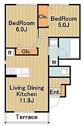 GRACE　K 1階2LDKの間取り